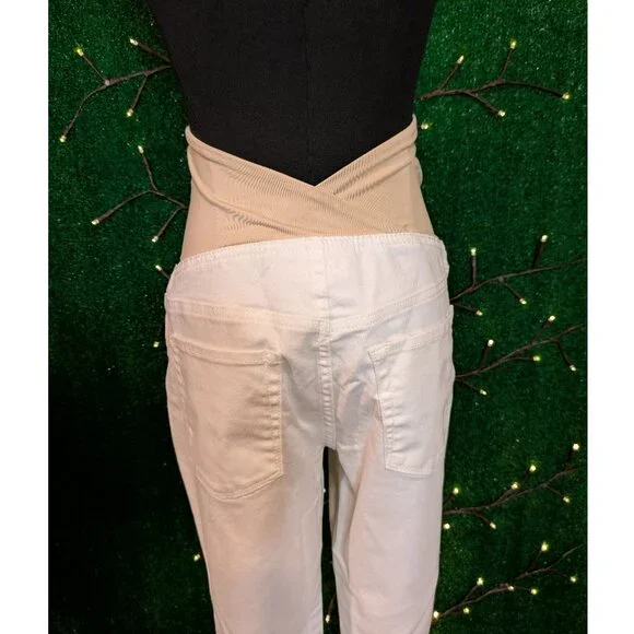 Isabel Maternity White Crossover Panel Skinny Maternity Jeans, Size 6, EUC! - Picture 4 of 5